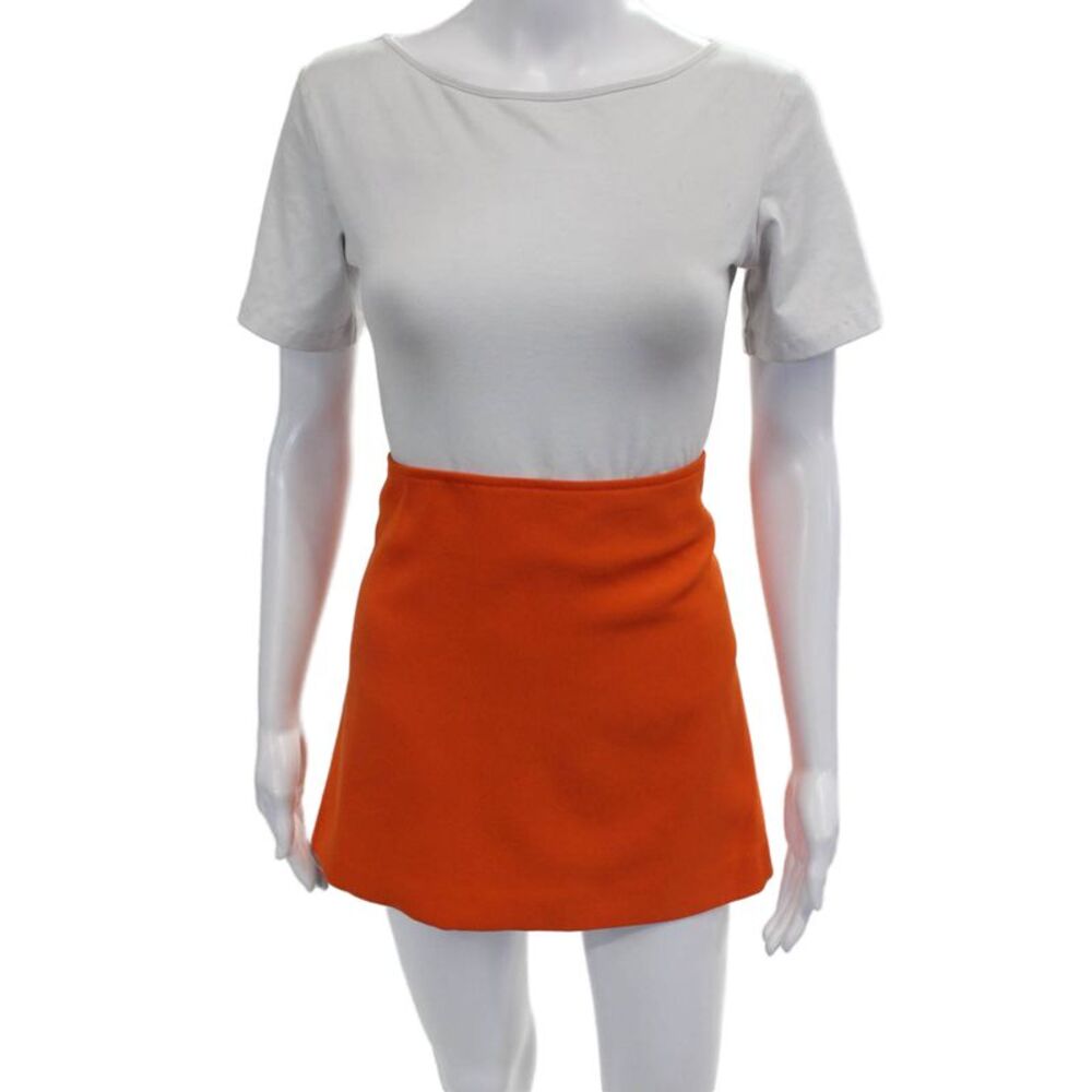 Zara Womens Zip Up A Line Mini Skirt Bright Orange Size Large